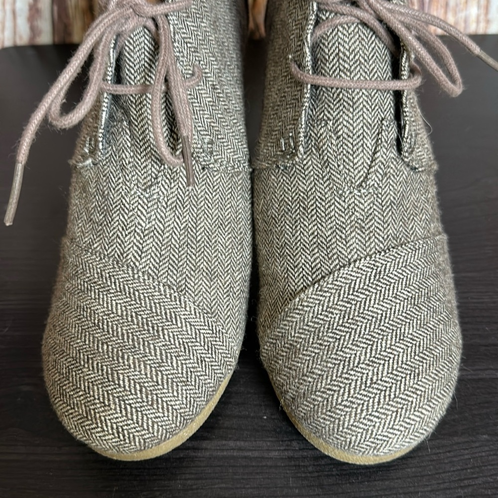 Toms Tweed Wedge Ankle Booties Womens Sz 9 - Picture 4 of 8